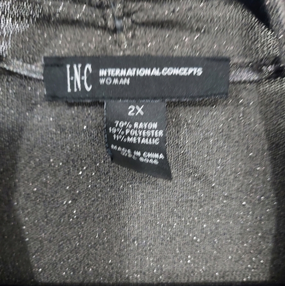 INC Woman Shimmery Gray Drape Open Front Cardigan in Size 2X - Picture 2 of 10